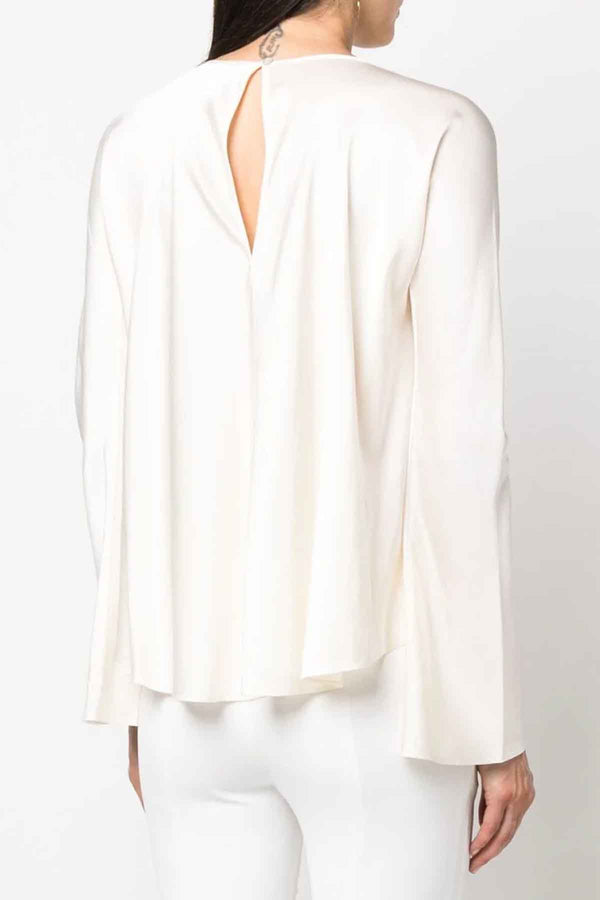 Heavy Silk Satin Roundneck Shirt in Pure