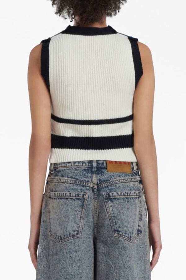 V-Neck Sweater in Blue White