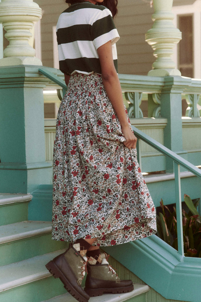 The Viola Skirt in Cream Mesa Floral