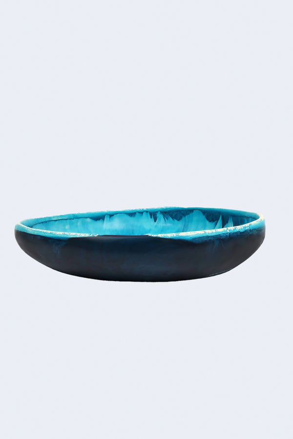 Large Earth Bowl in Moody Blue Swirl