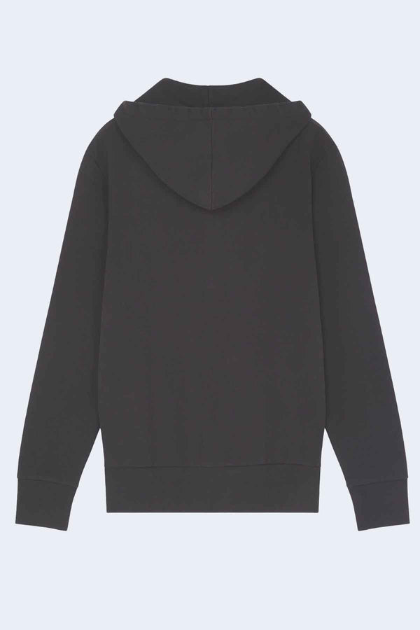 Chillax Fox Patch Zipped Hoodie in Black