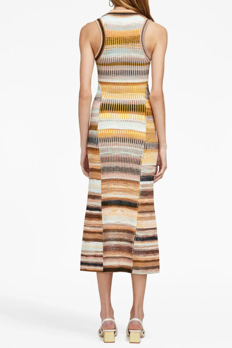 Emiliana Sleeveless Polo Midi Dress in Thorn Space Dye