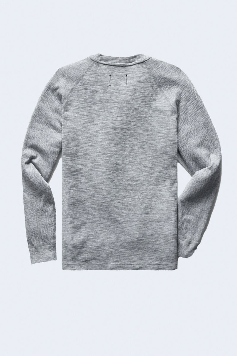 1X1 Slub Long Sleeve Henley in Heather Grey