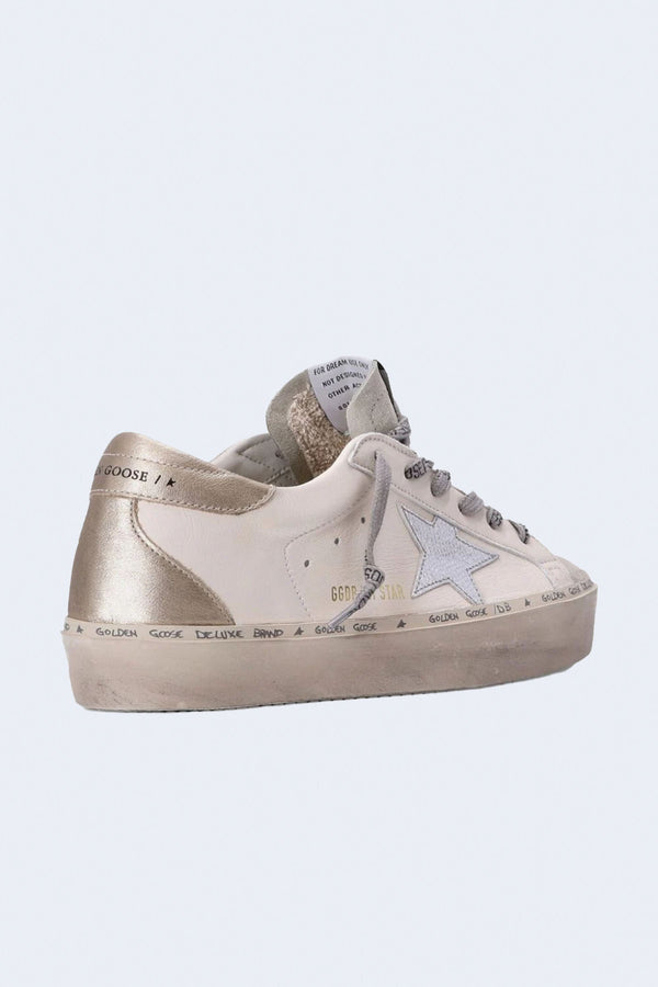 Women's HI Star Nappa Upper Suede Toe Mini Viper Printed Leather Sneaker in White/Ice/Silver/Platinum