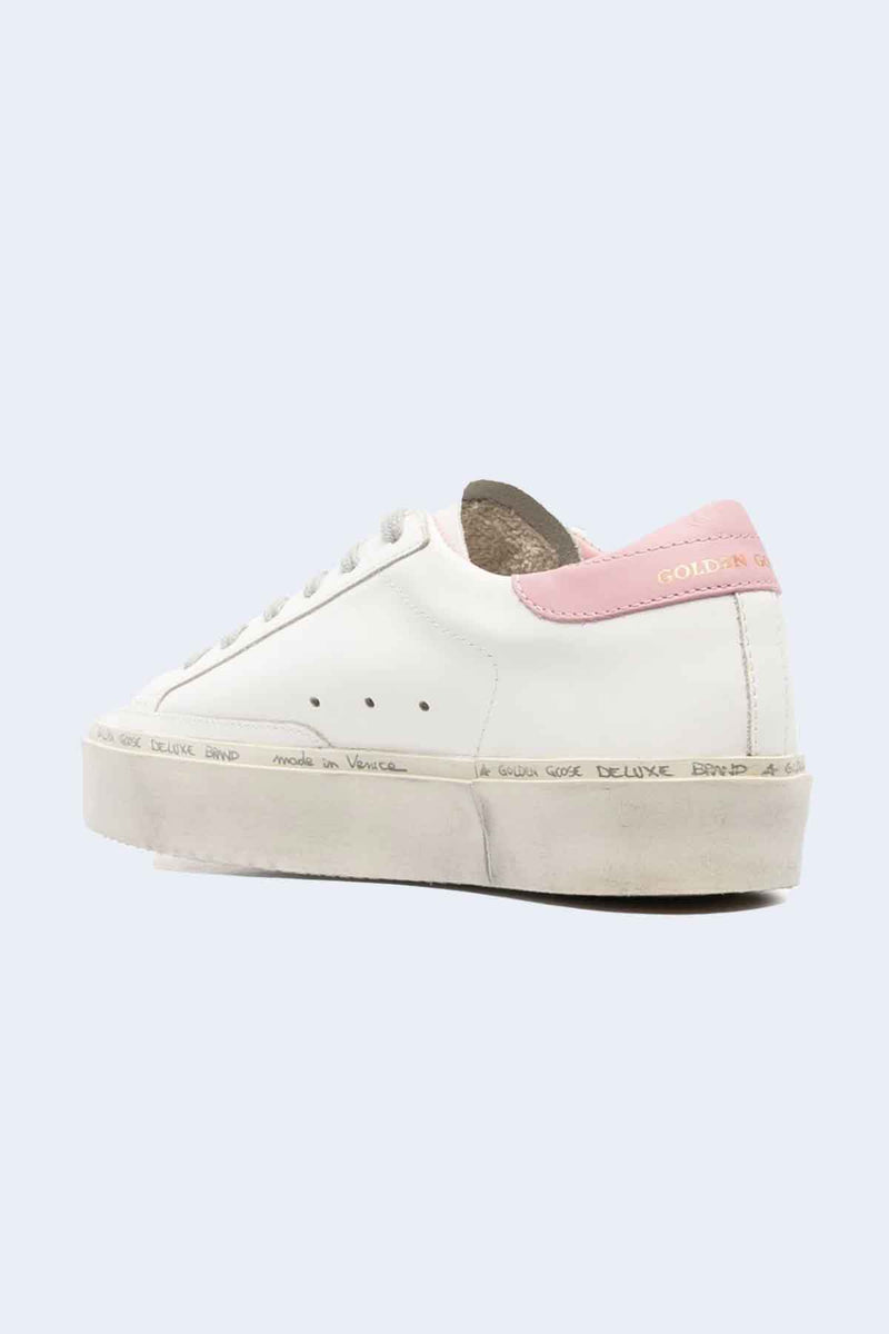Hi Star Leather Upper And Heel Suede Star Sneakers in White/Antique Pink