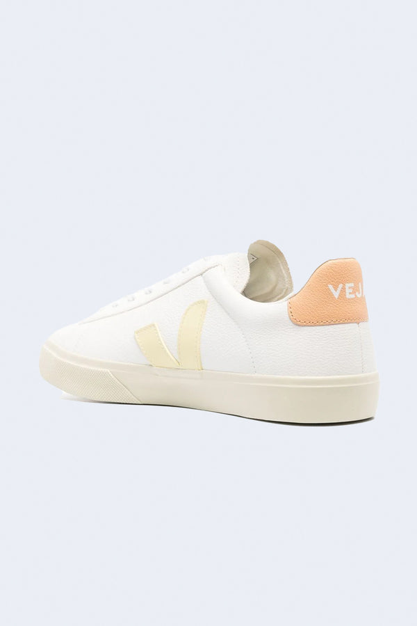 Women's Campo Chromefree Leather Sneaker in Extra-White/ Sun Peach