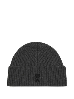 Felted Merino Wool Beanie in Gris Chine/ Noir