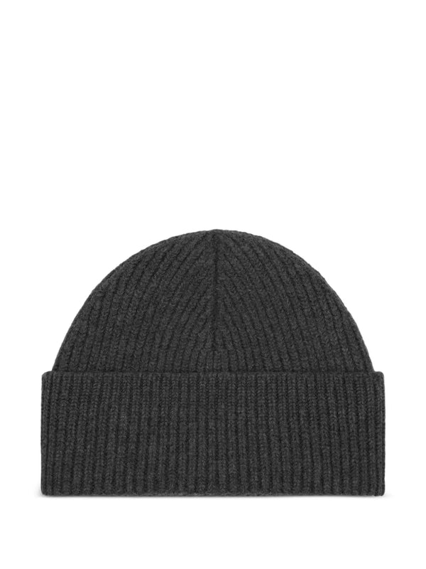 Felted Merino Wool Beanie in Gris Chine/ Noir