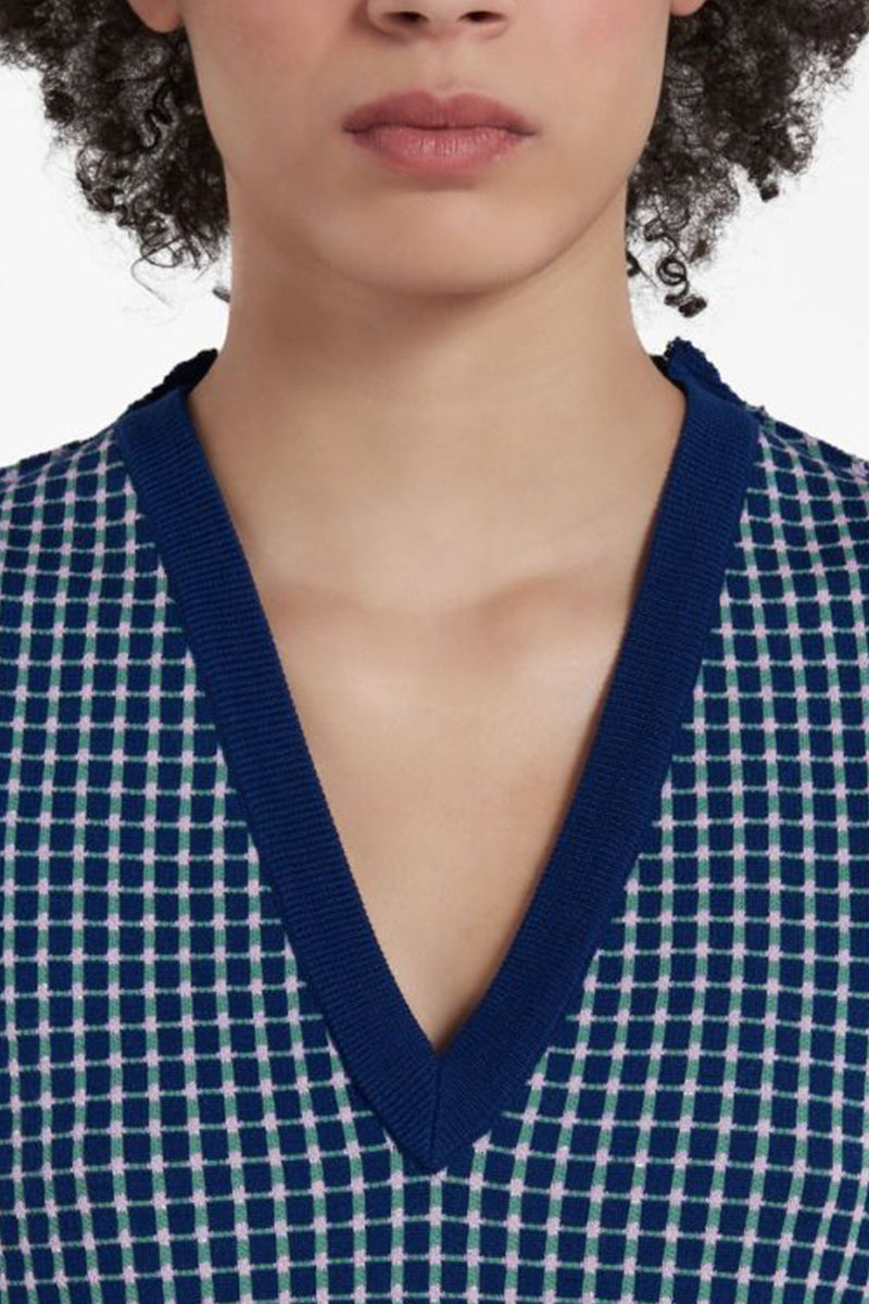 V-Neck Sweater in Blue White