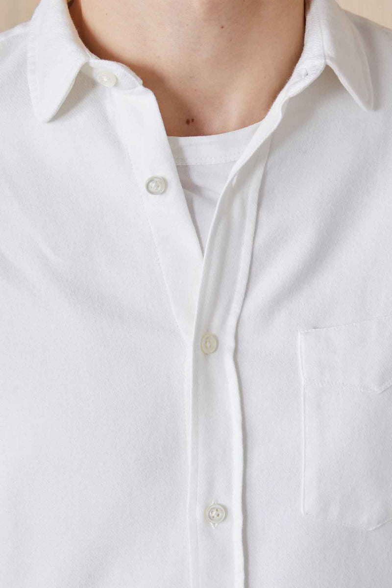 Lipp Pgmt Dye Italian Brushed Cotton Shirt in Ecru
