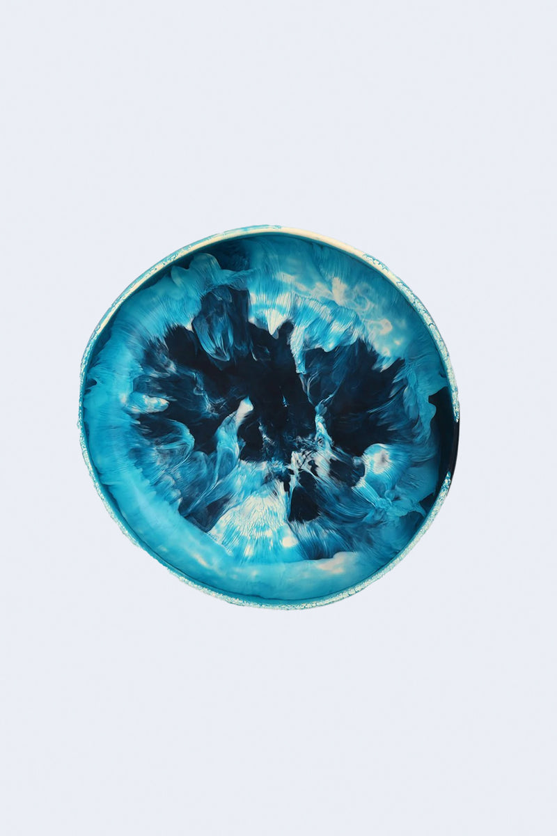 Large Earth Bowl in Moody Blue Swirl