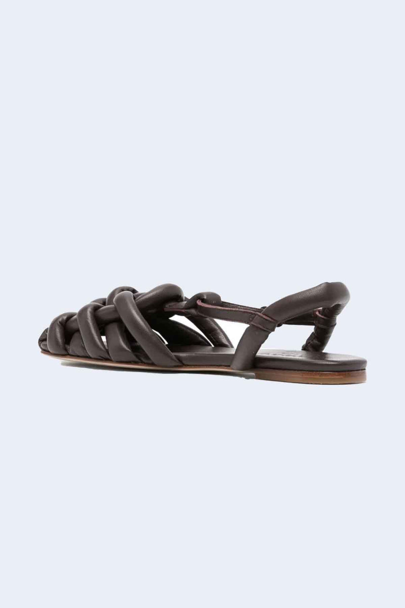 Cabersa Woven Leather Sandal in Dark Brown