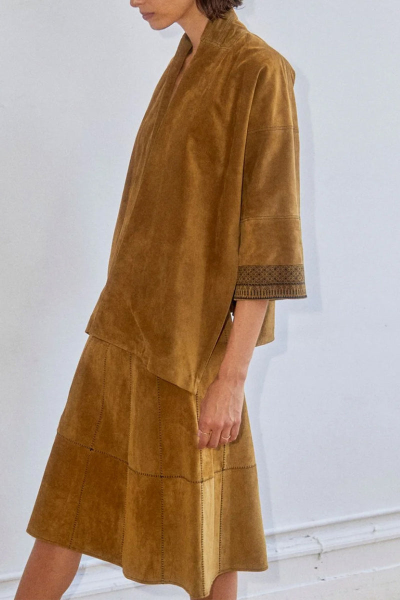 Debaun Suede Kimono in Tan