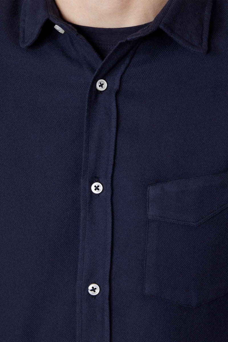 Lipp Pgmt Dye Italian Brushed Cotton Shirt in Dark Navy