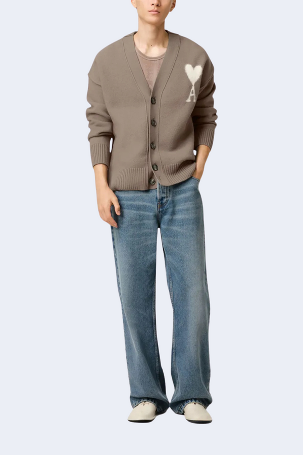 ADC Cardigan in Ash with Off-White