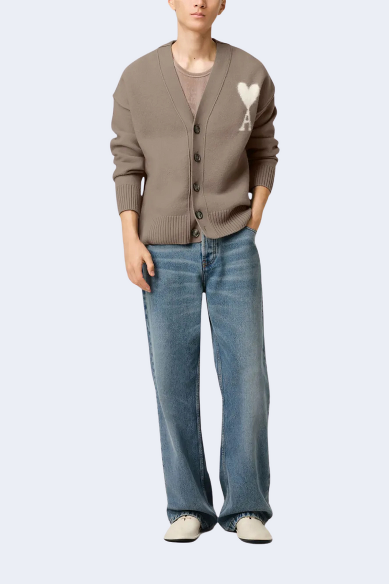 ADC Cardigan in Ash with Off-White
