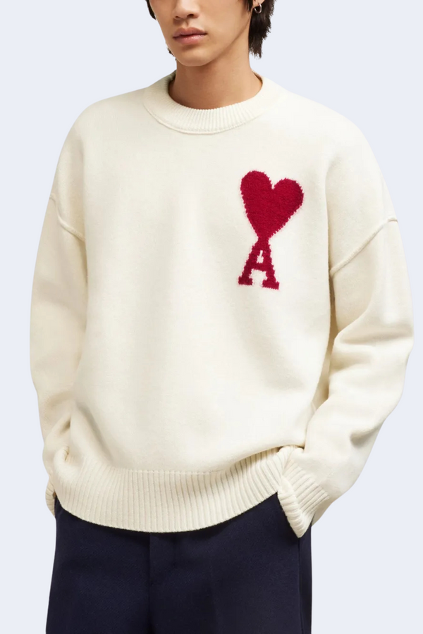 ADC Sweater in Off-White with Red