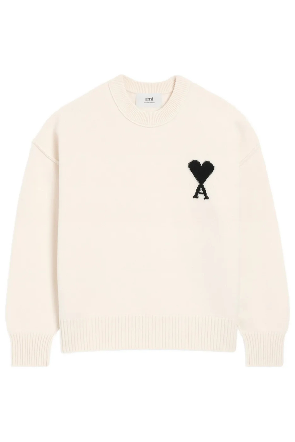 Adc Felted Merino Wool Sweater in Ecru/Noir