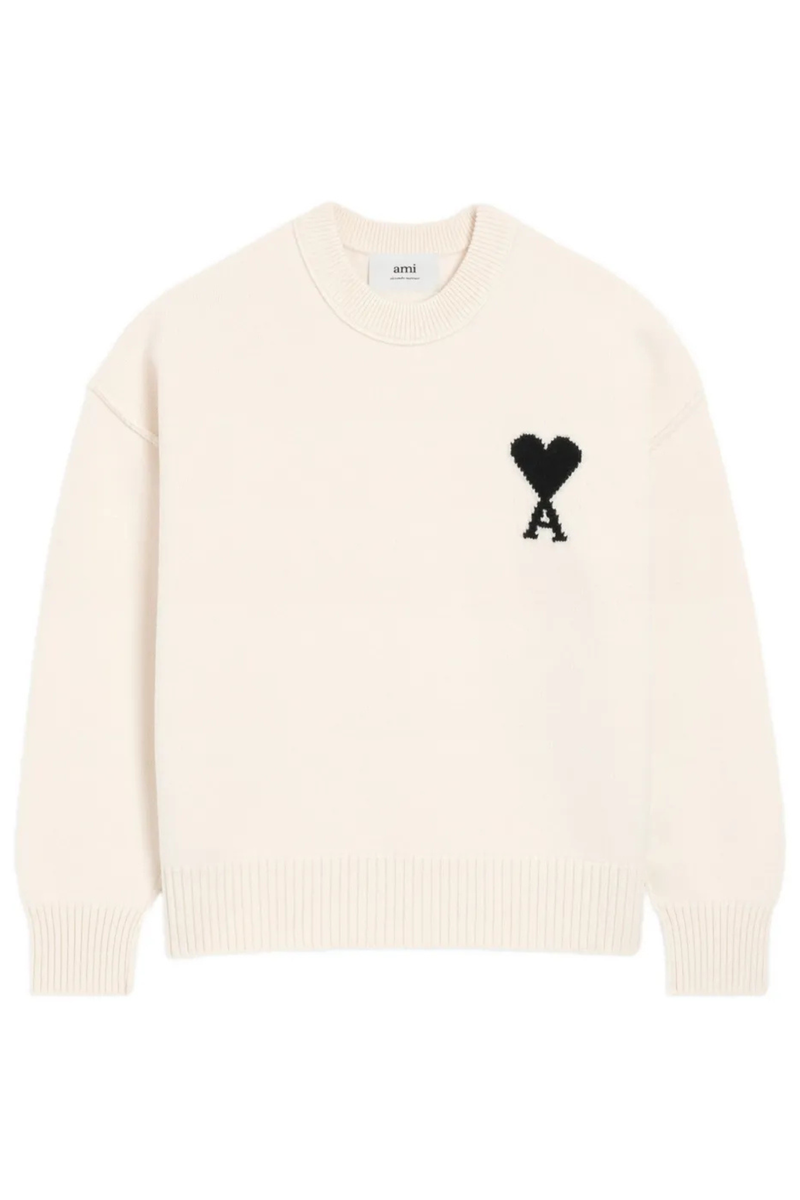 Adc Felted Merino Wool Sweater in Ecru/Noir