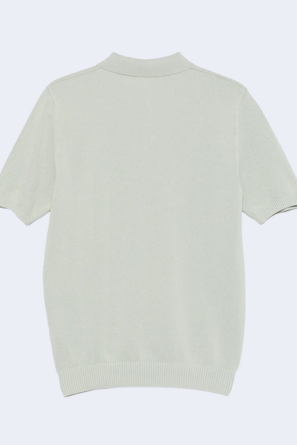 Cotton Textured Short Sleeve Polo in Sage