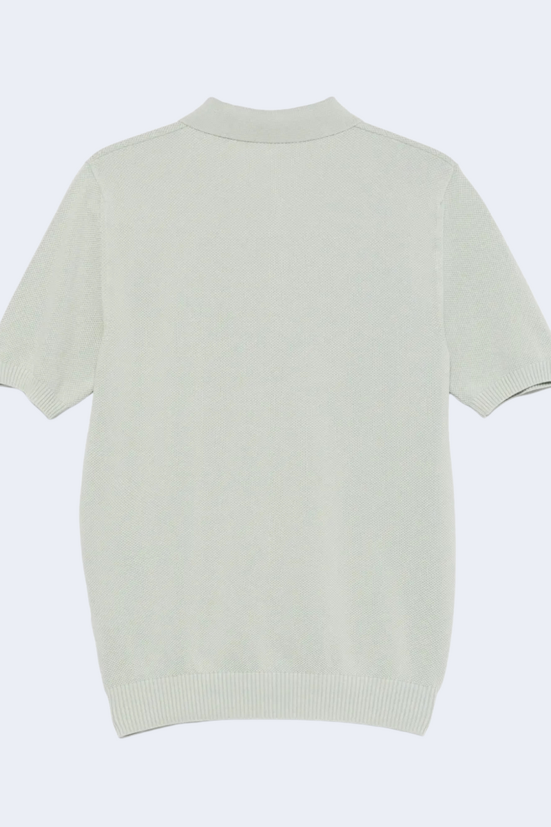 Cotton Textured Short Sleeve Polo in Sage