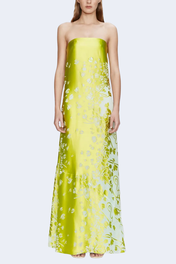 Burnout Strapless Dress in Mint/ Sour Green