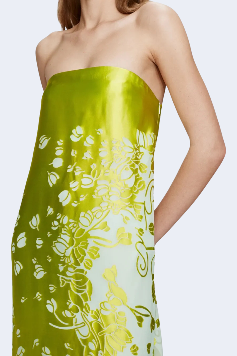 Burnout Strapless Dress in Mint/ Sour Green