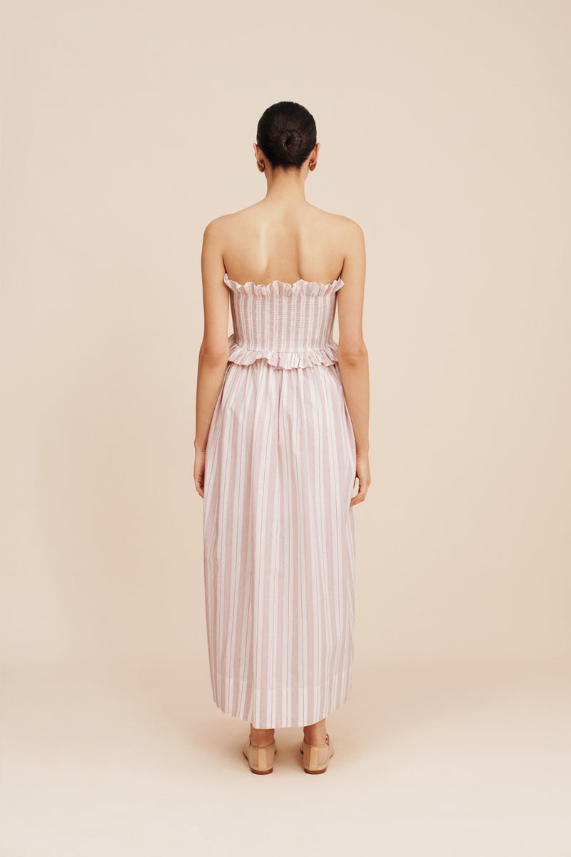 Coby Strapless Dress in Vintage Stripe