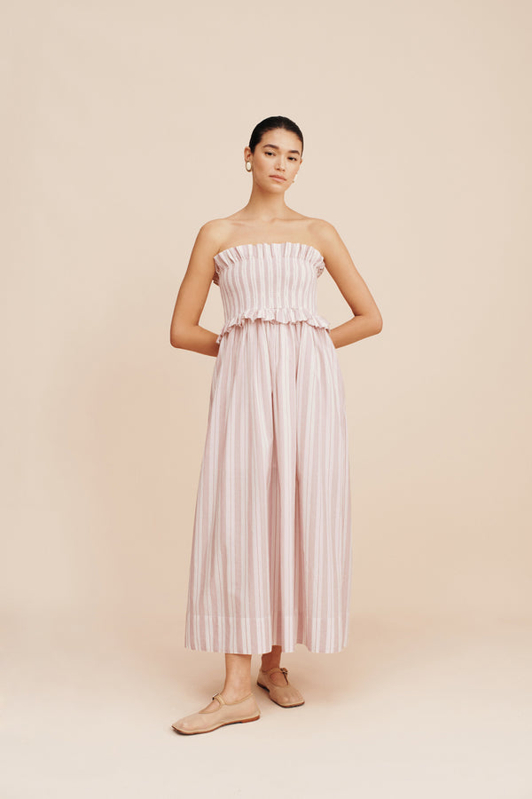 Coby Strapless Dress in Vintage Stripe