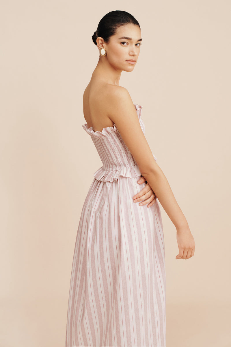 Coby Strapless Dress in Vintage Stripe