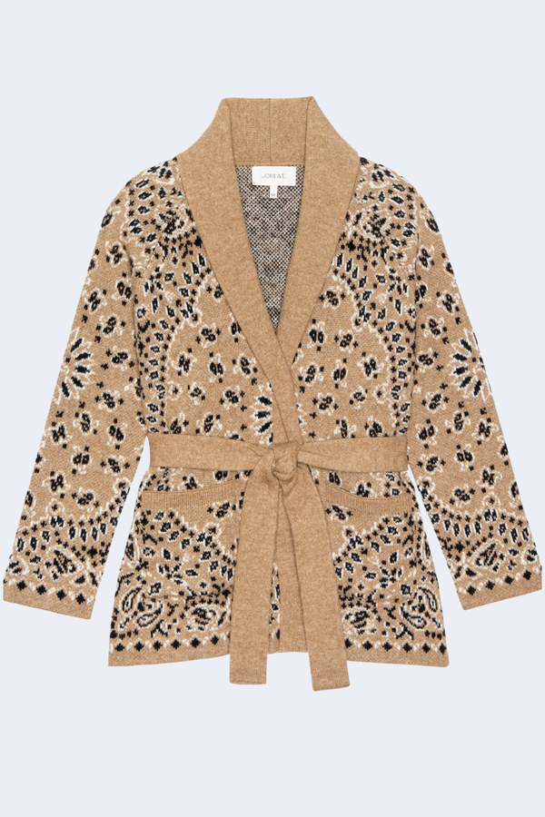 The Bandana Riding Cardigan in Camel