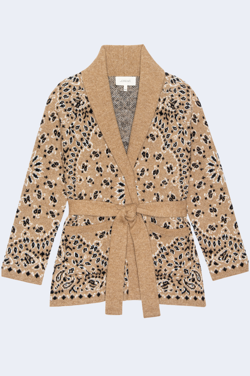 The Bandana Riding Cardigan in Camel