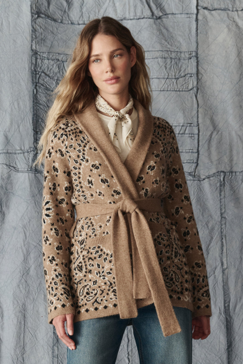 The Bandana Riding Cardigan in Camel