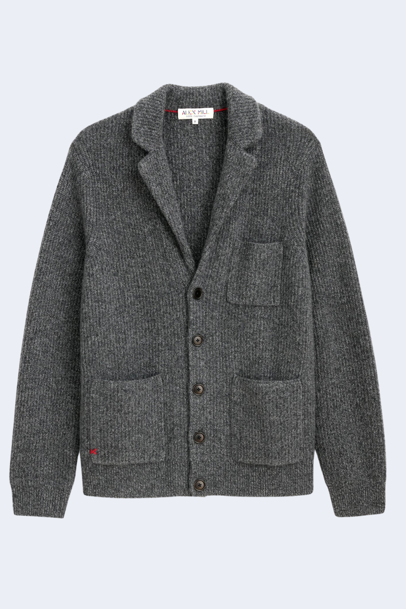Mitchell Cardigan In Washed Cashmere in Marled Charcoal