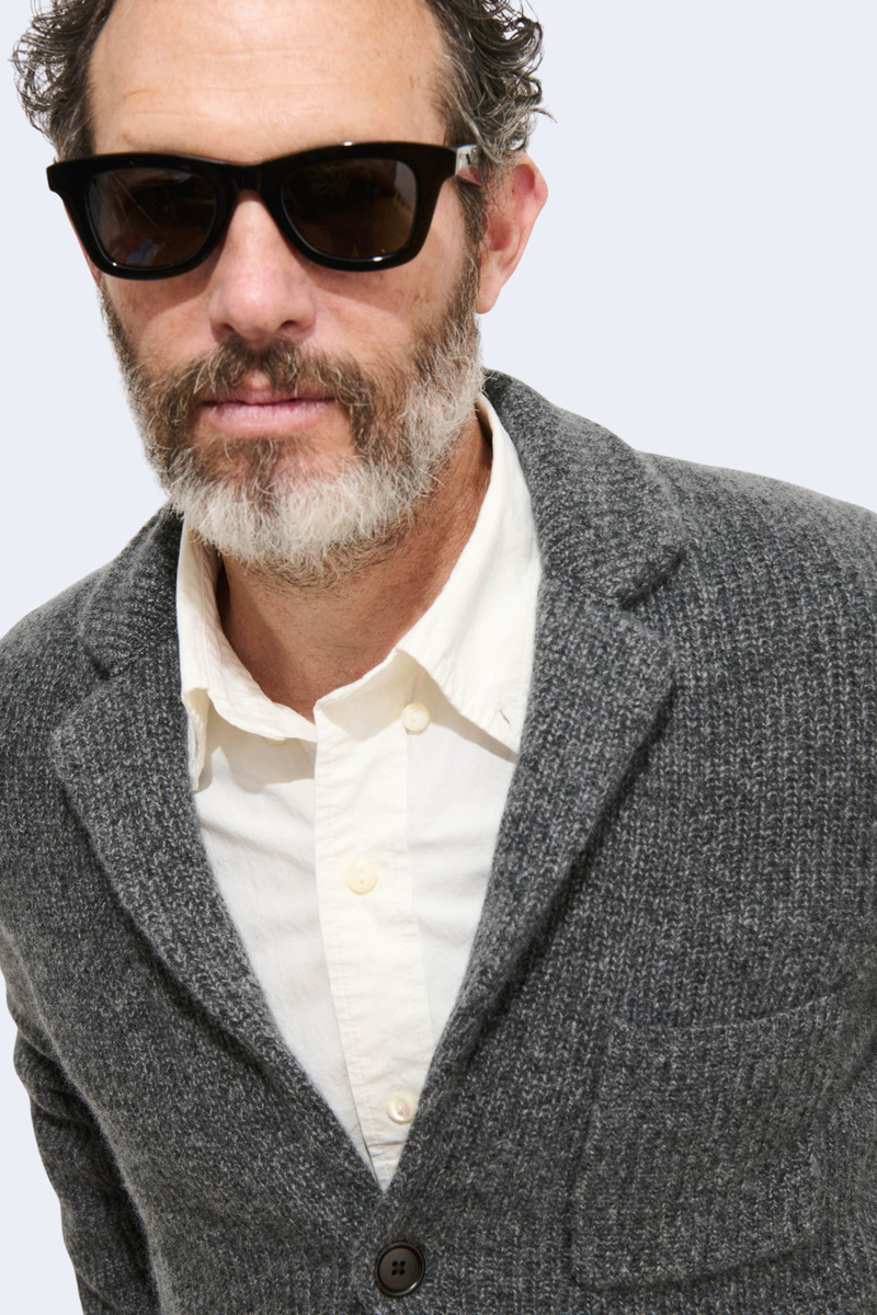 Mitchell Cardigan In Washed Cashmere in Marled Charcoal