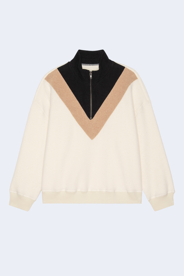 The Colorblock Plush Chalet Sweatshirt in Washed White
