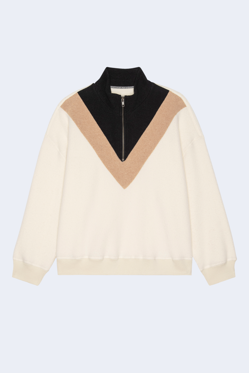 The Colorblock Plush Chalet Sweatshirt in Washed White