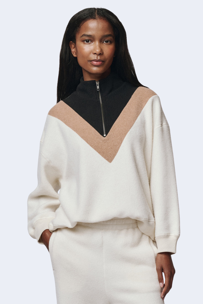 The Colorblock Plush Chalet Sweatshirt in Washed White