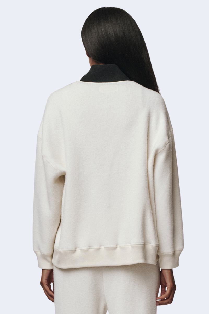 The Colorblock Plush Chalet Sweatshirt in Washed White