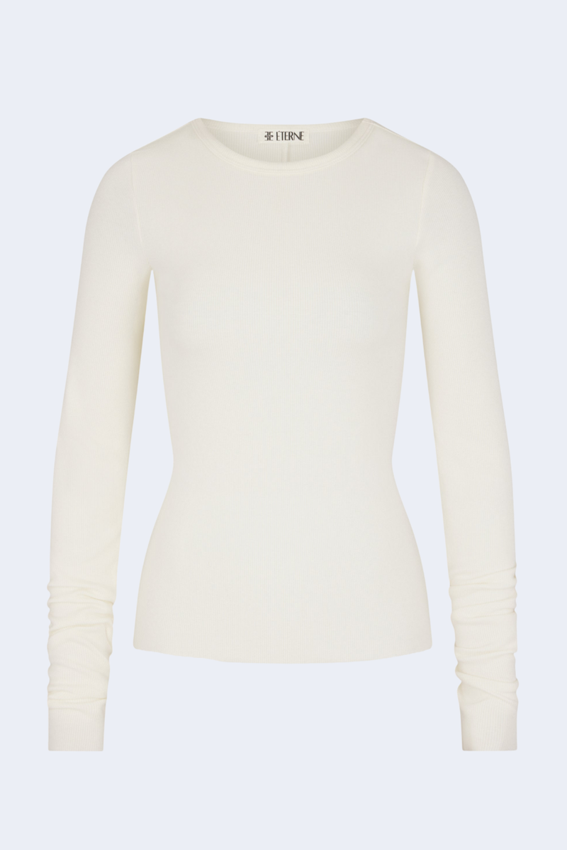 Long Sleeve Fitted Top in Cream