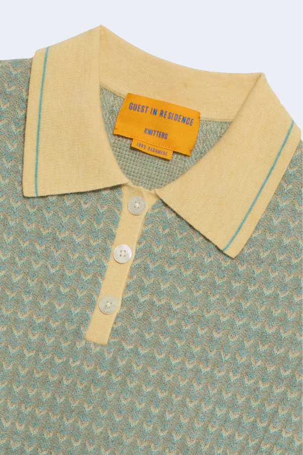 Chevron Shrunken Polo in Butter Combo