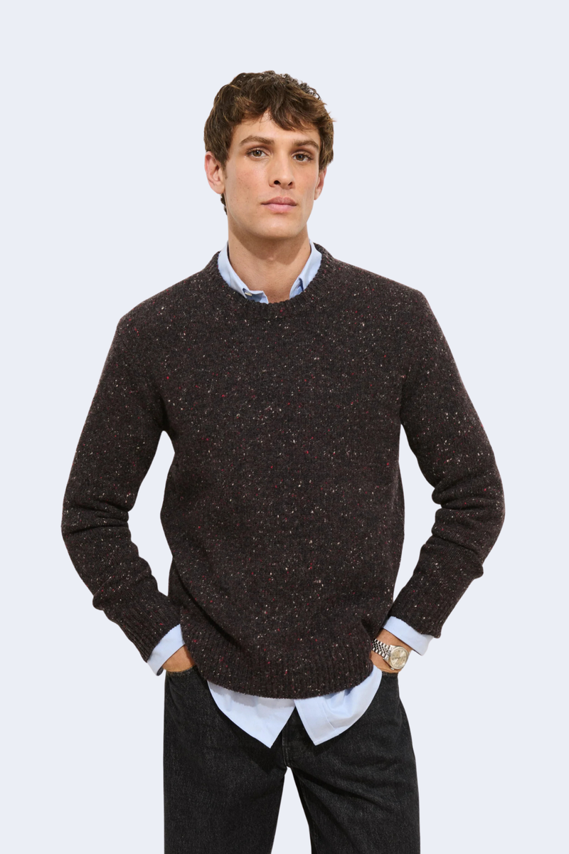Men's Donegal Crewneck Sweater in Pinot Noir