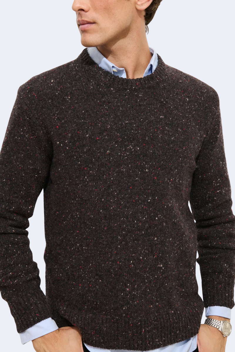 Men's Donegal Crewneck Sweater in Pinot Noir