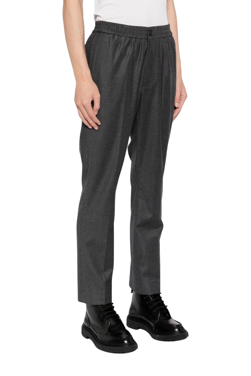 Pantalon Elast In Light Wool Flannel in Anthracite