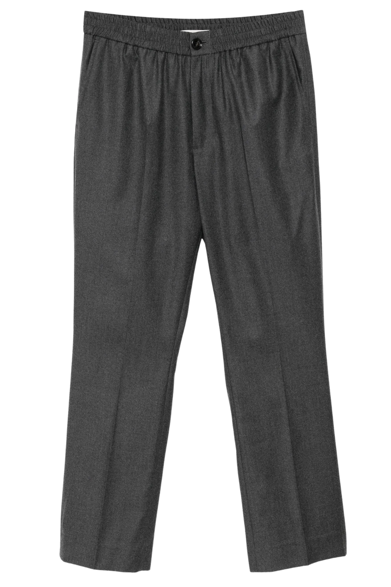 Pantalon Elast In Light Wool Flannel in Anthracite