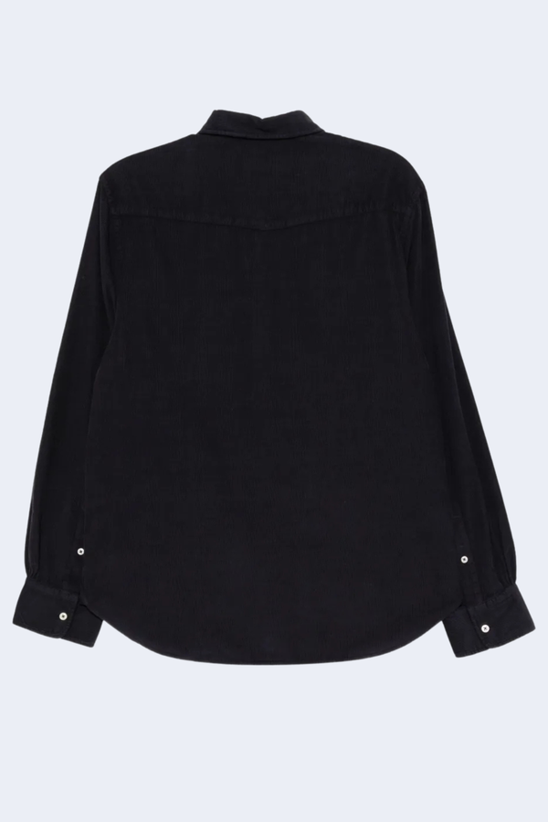 Benoit Pigment Cotton Corduroy Button Down Shirt  in Dark Navy