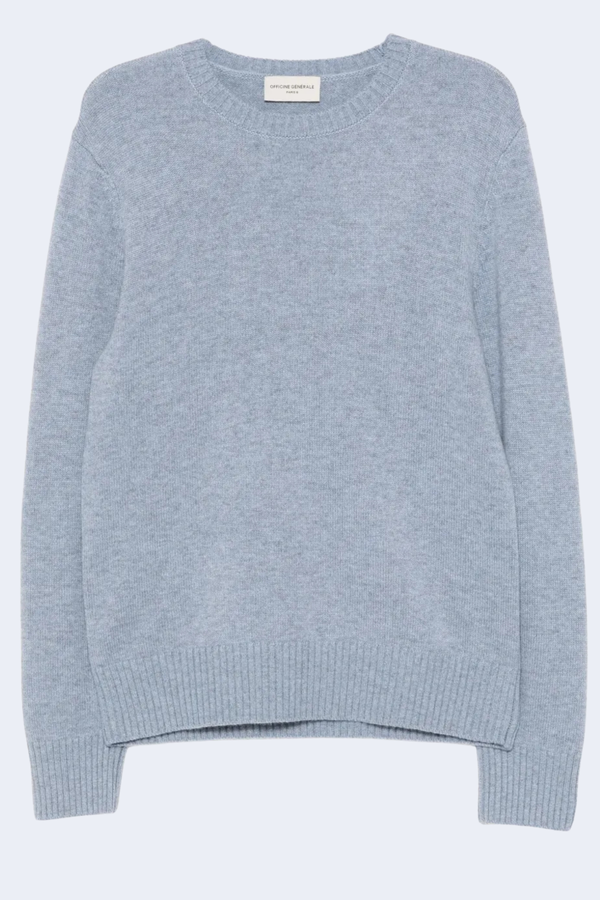 Mycrew Heather Wool Cashmere Pullover Sweater in Heather Blue