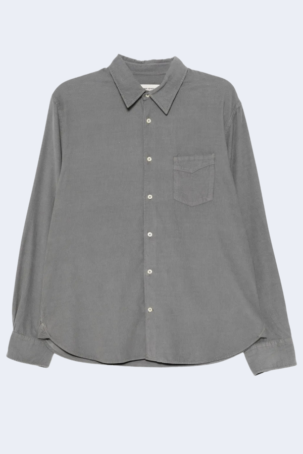 Benoit Pigment Cotton Corduroy Button Down Shirt  in Iron Grey