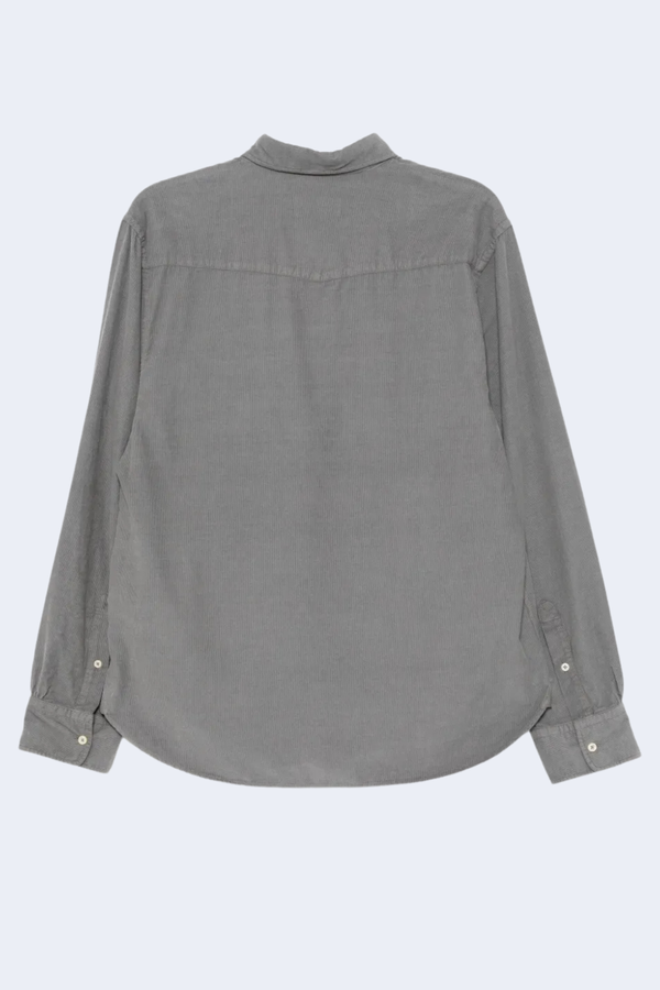 Benoit Pigment Cotton Corduroy Button Down Shirt  in Iron Grey