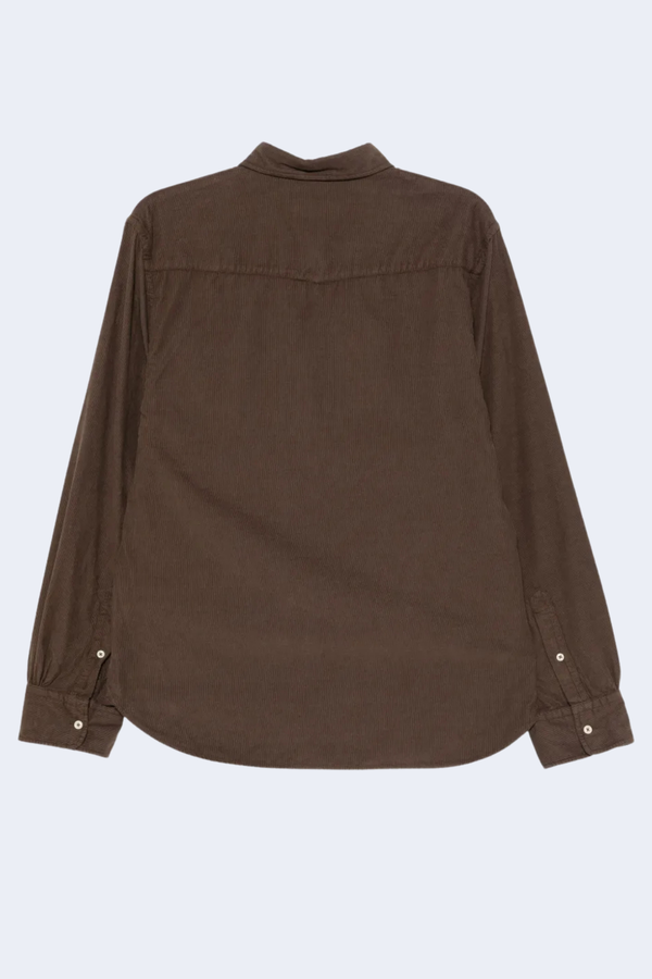 Benoit Pigment Cotton Corduroy Button Down Shirt  in Iced Coffee